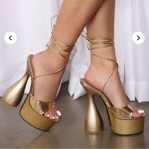 Fashion Nova Gold Platform Sandals
